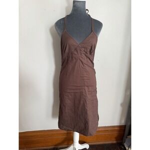 Vintage Y2K Chocolate Brown Halter Mini Dress. Embroidered Baby Doll 6 Festival